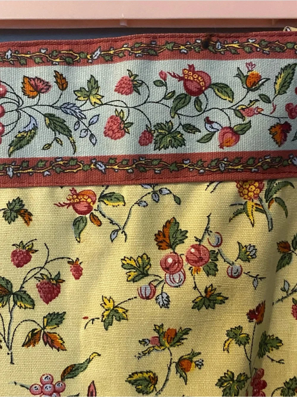 Williams-Sonoma Yellow Floral Adjustable Apron with Cherry Print Trim